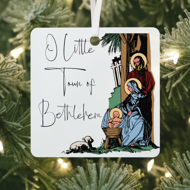 Nativity Scene - 'O Little Town of Bethlehem' Metal Tree Decoration (Insitu)