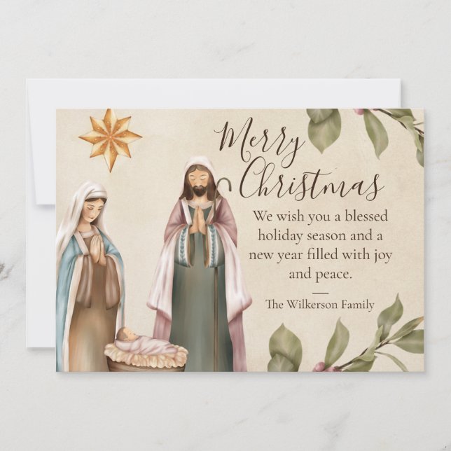 Nativity Scene Religious Christmas  Holiday Card (Front)