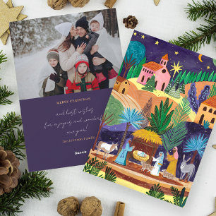 Nativity Scene Religious Family Photo Christmas Holiday Card