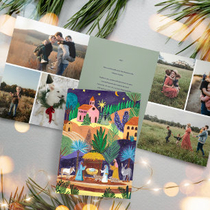 Nativity Scene Religious Family Photo Christmas Tri-Fold Invitation