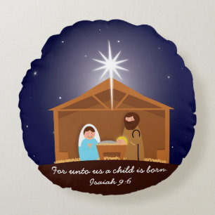 Nativity Scene  Round Cushion