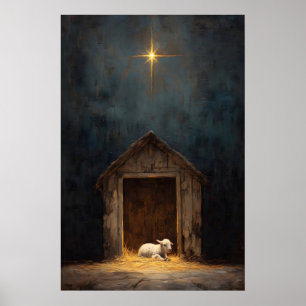 Nativity Scene Sheep Nativity Art Jesus Artwork Poster