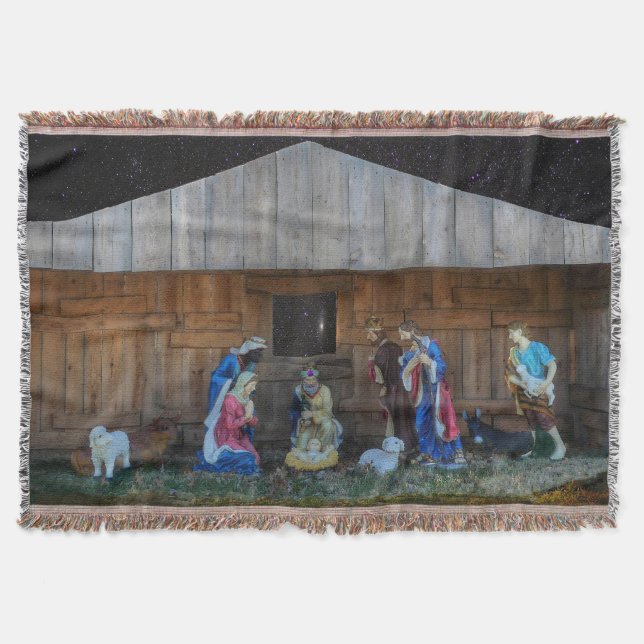 Nativity Scene Throw Blanket (Front)