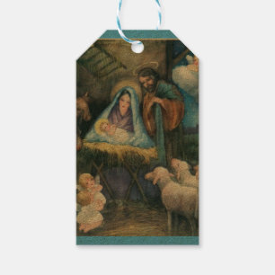 Nativity Scene Vintage Christmas Gift Tags