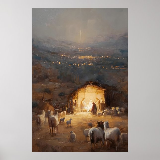 Nativity Scene Wall Art Nativity Art Jesus Artwork (Front)