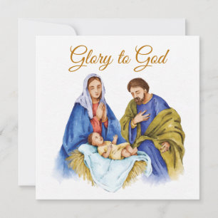 Nativity Scene with Glory to God text Card