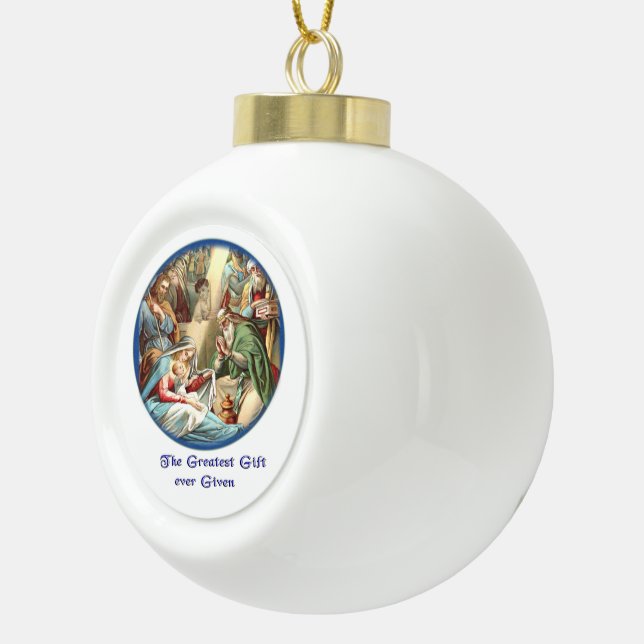 Nativity scenes ceramic ball christmas ornament (Right)
