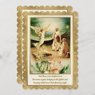 Nativity Shepherds & Angels Golden Christmas