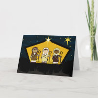 Nativity Shepherds in Stable Card