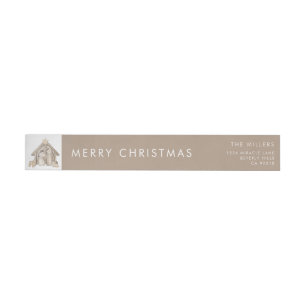 Nativity Simple Minimalist Neutral Modern Wrap Around Label