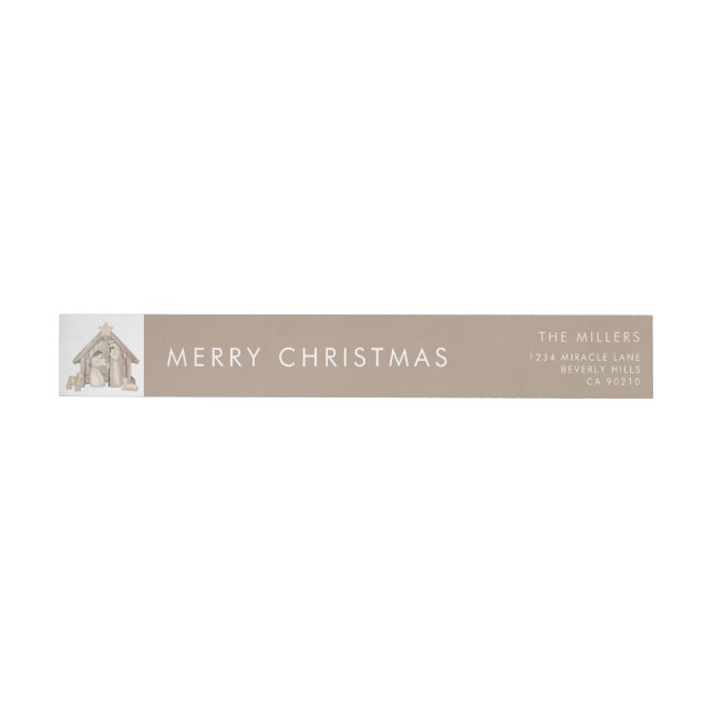 Nativity Simple Minimalist Neutral Modern Wrap Around Label (Individual)