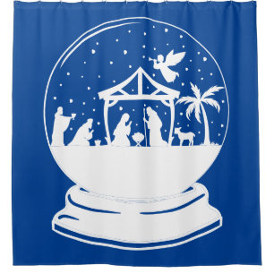 Nativity Snow Globe Shower Curtain