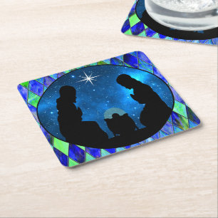 Nativity   square paper coaster
