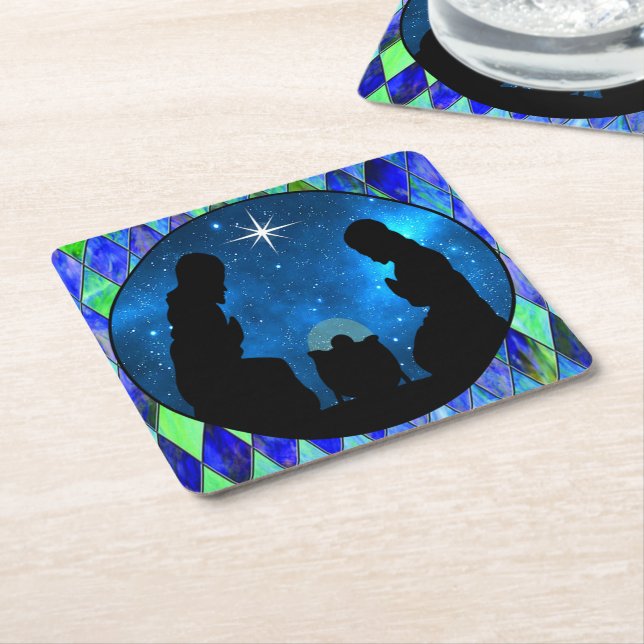 Nativity   square paper coaster (Angled)