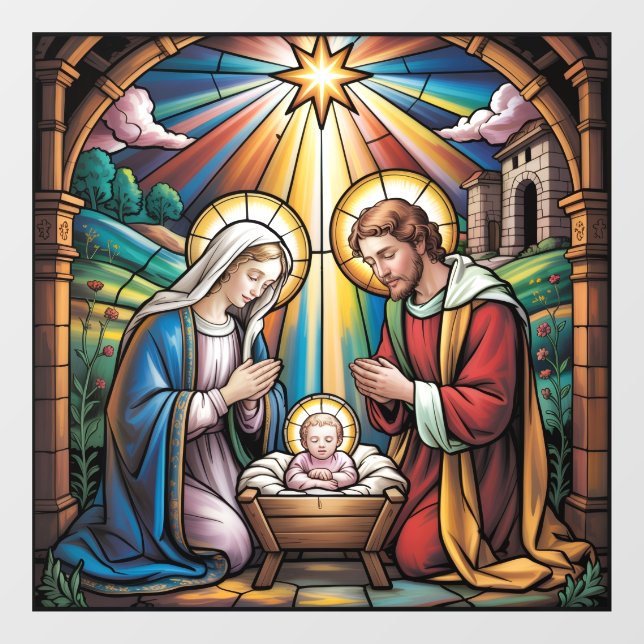 Nativity Stained Glass Art – Holy Family Christmas (Sheet)