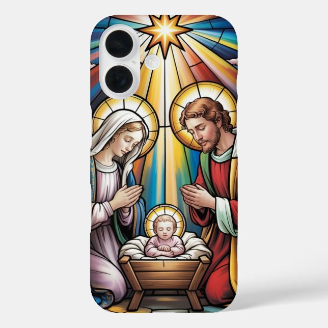 Nativity Stained Glass Art – Holy Family Christmas Case-Mate iPhone Case (Back)