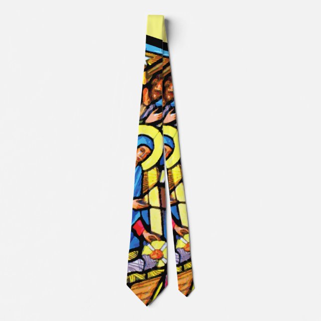 Nativity Stained Glass Christmas Tie (Front)