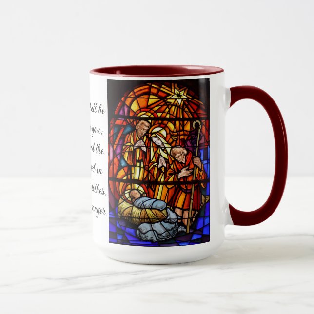 Nativity Stained Glass Image Christmas Gift Mug (Right)