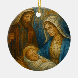 Nativity Stained Glass Mosaic   Holy Family  Ceramic Tree Decoration