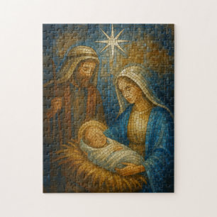 Nativity Stained Glass Mosaic Holy Family Jigsaw Puzzle