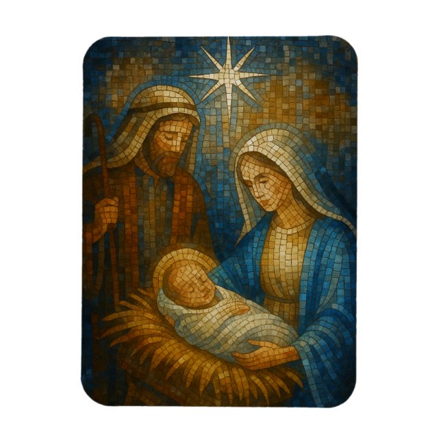 Nativity Stained Glass Mosaic | Holy Family  Magnet (Vertical)