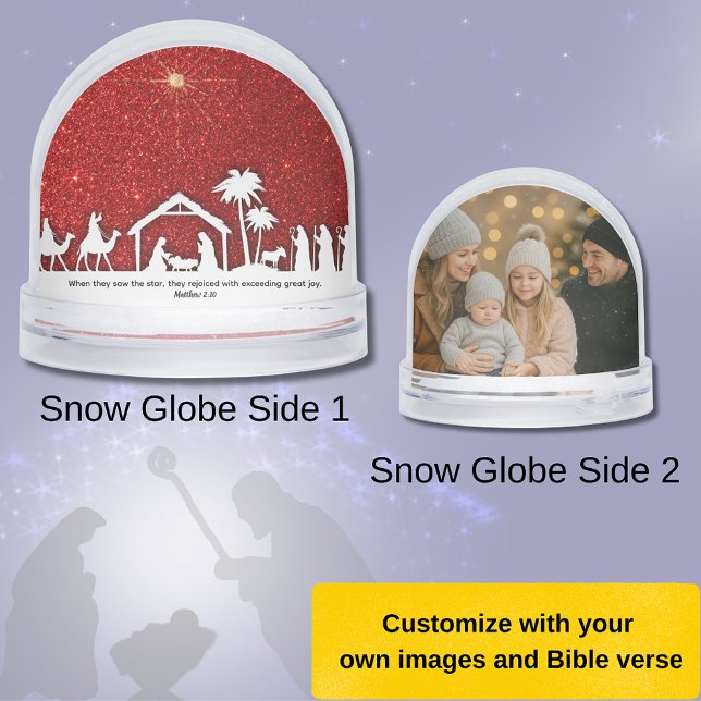 Nativity Star Christmas Bible Verse Snowglobe (Matthew 2:10 Christmas snow globe)