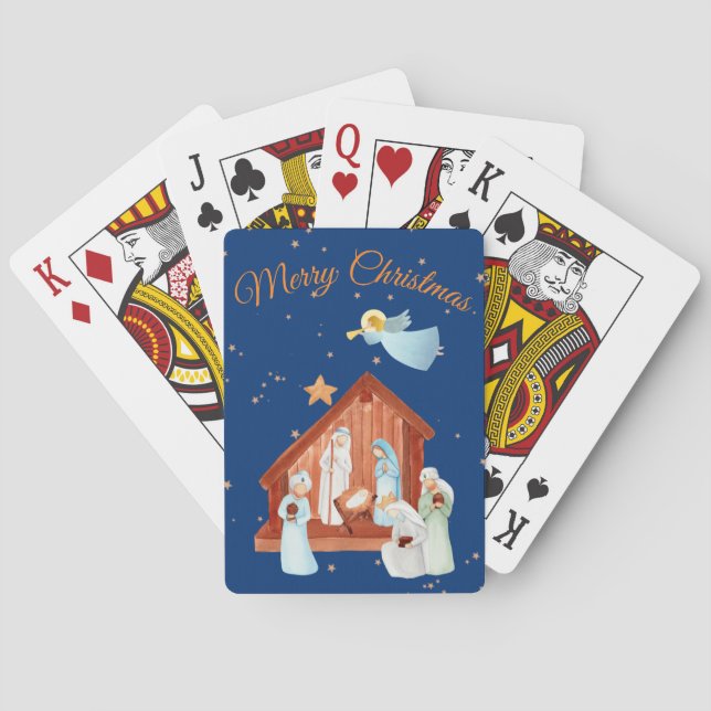 Nativity & Stars Christmas Playing Cards (Back)