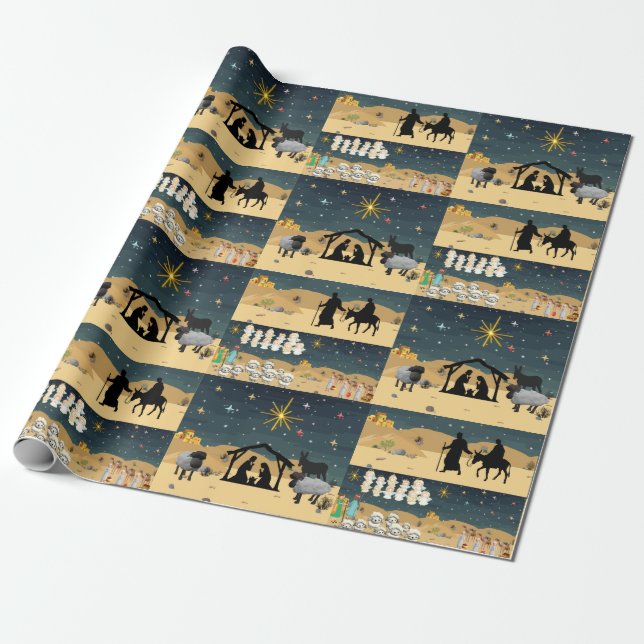 Nativity story 3D Wrapping Paper (Unrolled)