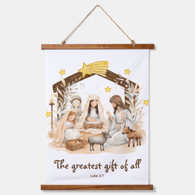 Nativity "The greatest gift of all"Religious Hanging Tapestry (Front)