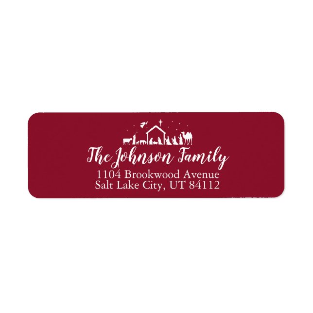 Nativity Themed Christmas Return Address Label (Front)