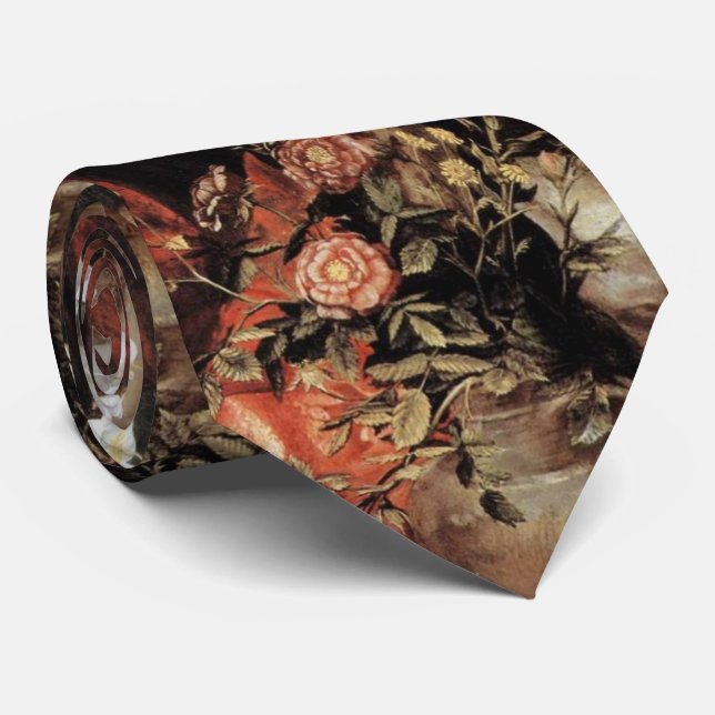 NATIVITY, WHITE LILLES ,ROSES MAGIC OF CHRISTMAS  TIE (Rolled)