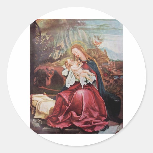 NATIVITY WITH ANGELS - MAGIC OF CHRISTMAS CLASSIC ROUND STICKER (Front)