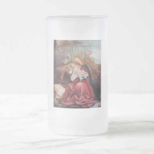 NATIVITY WITH ANGELS - MAGIC OF CHRISTMAS FROSTED GLASS BEER MUG (Center)