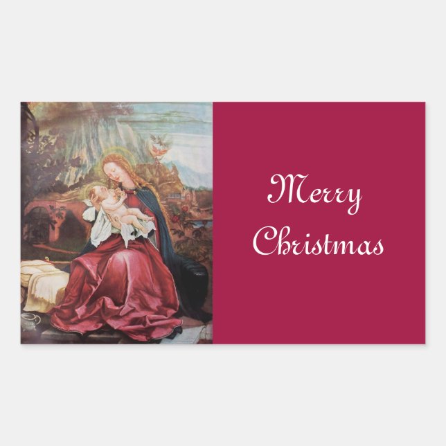 NATIVITY WITH ANGELS - MAGIC OF CHRISTMAS RECTANGULAR STICKER (Front)
