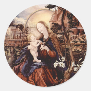 NATIVITY WITH WHITE LILLES - MAGIC OF CHRISTMAS CLASSIC ROUND STICKER