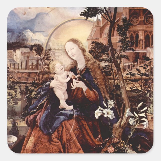NATIVITY WITH WHITE LILLES - MAGIC OF CHRISTMAS SQUARE STICKER (Front)