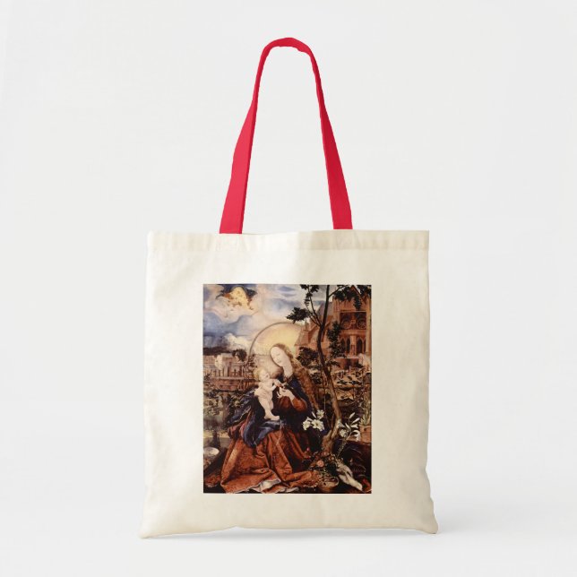 NATIVITY WITH WHITE LILLES , MAGIC OF CHRISTMAS  TOTE BAG (Front)