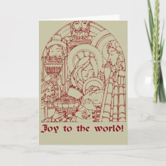 Nativity Woodcut Vintage Christmas Card