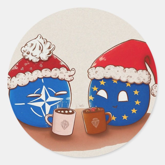 Nato and European Union Hot Chocolate  Classic Round Sticker (Front)