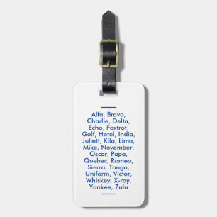 "NATO" phonetic alphabet, Alfa to Zulu Luggage Tag