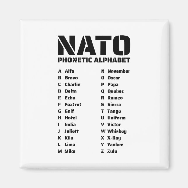NATO Phonetic Alphabet – Aviation Gift Magnet (Front)