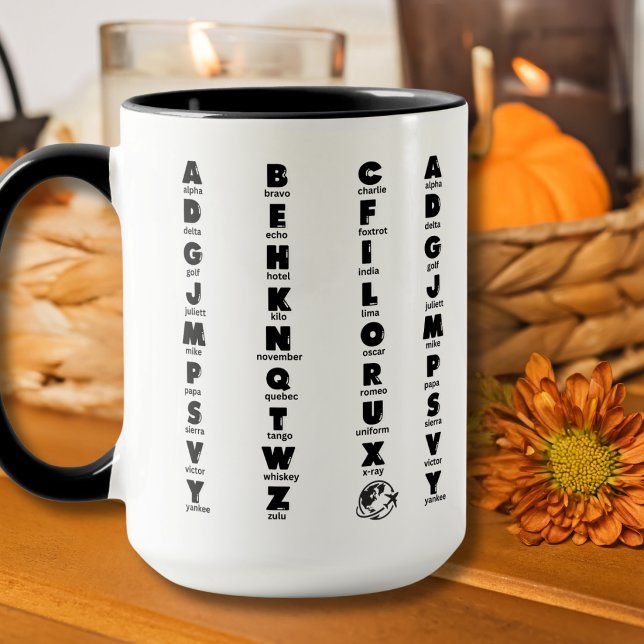 NATO Phonetic Alphabet, Black Letters Mug (Creator Uploaded)
