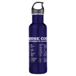 NATO Phonetic Alphabet Blue and White Morse Code 710 Ml Water Bottle
