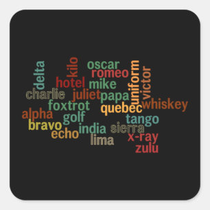 NATO Phonetic Alphabet (Dark Background) Square Sticker