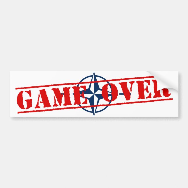 NATO Sign Red Letters Game Over Bumper Sticker (Front)