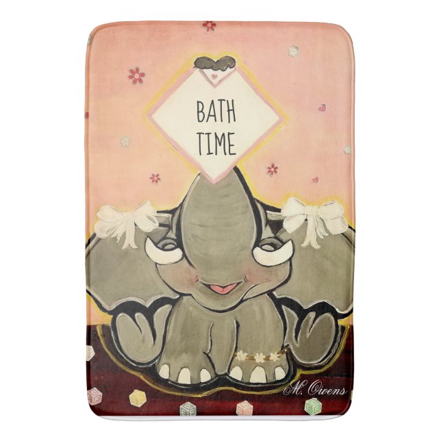 Natosha, The Elephant Speller Bath Mat (Front Vertical)