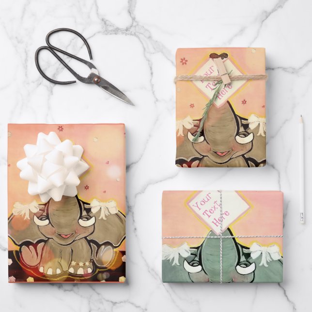 Natosha, The Elephant Speller Wrapping Paper Sheet (Front)