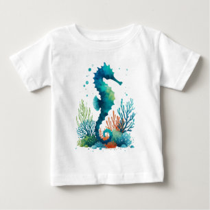 natuical/beach/coastal seahorse art baby T-Shirt
