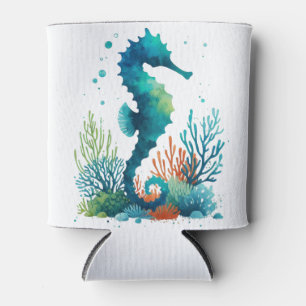 natuical/beach/coastal seahorse art can cooler