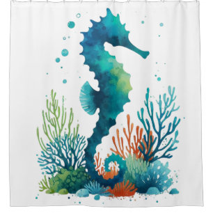 natuical/beach/coastal seahorse art shower curtain